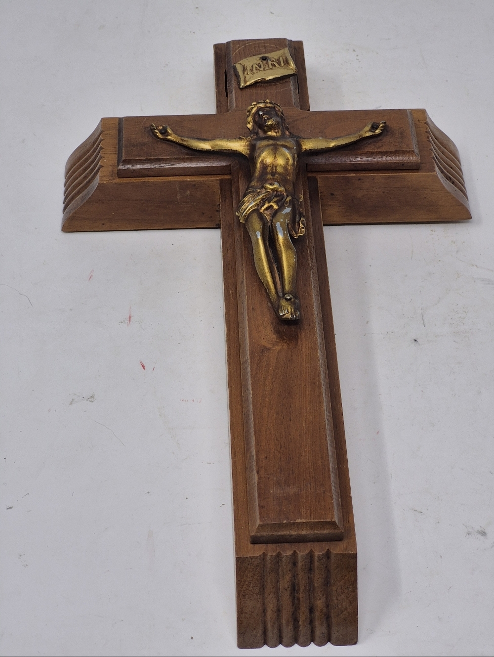 VINTAGE Catholic Sick Call Crucifix Last Rites Set Wood Cross - Picture 2 of 6